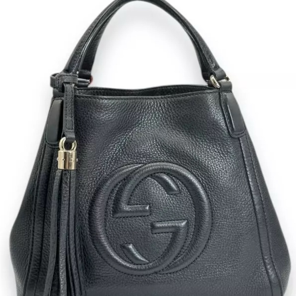 Authentic Gucci Soho Black Leather Women's Tote Shoulder Bag